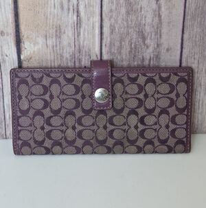 Coach Purple and Tan Signature Wallet GUC